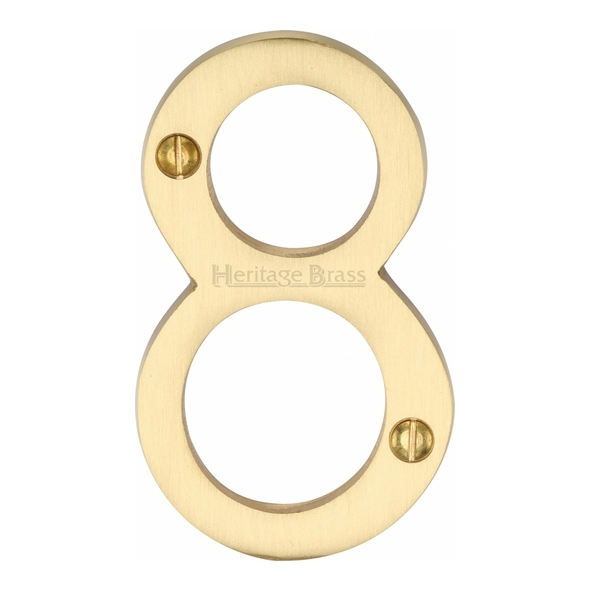 C1560 8-SB • 76mm • Satin Brass • Heritage Brass Face Fixing Numeral 8